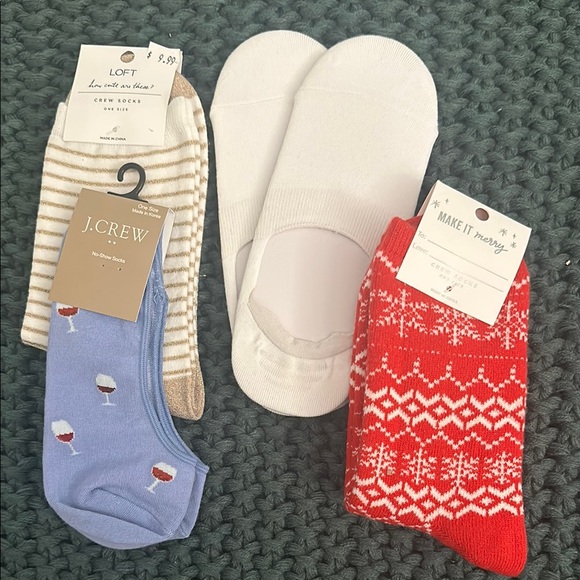 LOFT Other - J. Crew Blue Wine Glass Pattern Socks